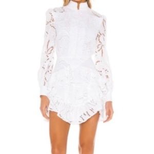SAU LEE Rebecca Mini White Eyelet Dress Long Sleeve 6